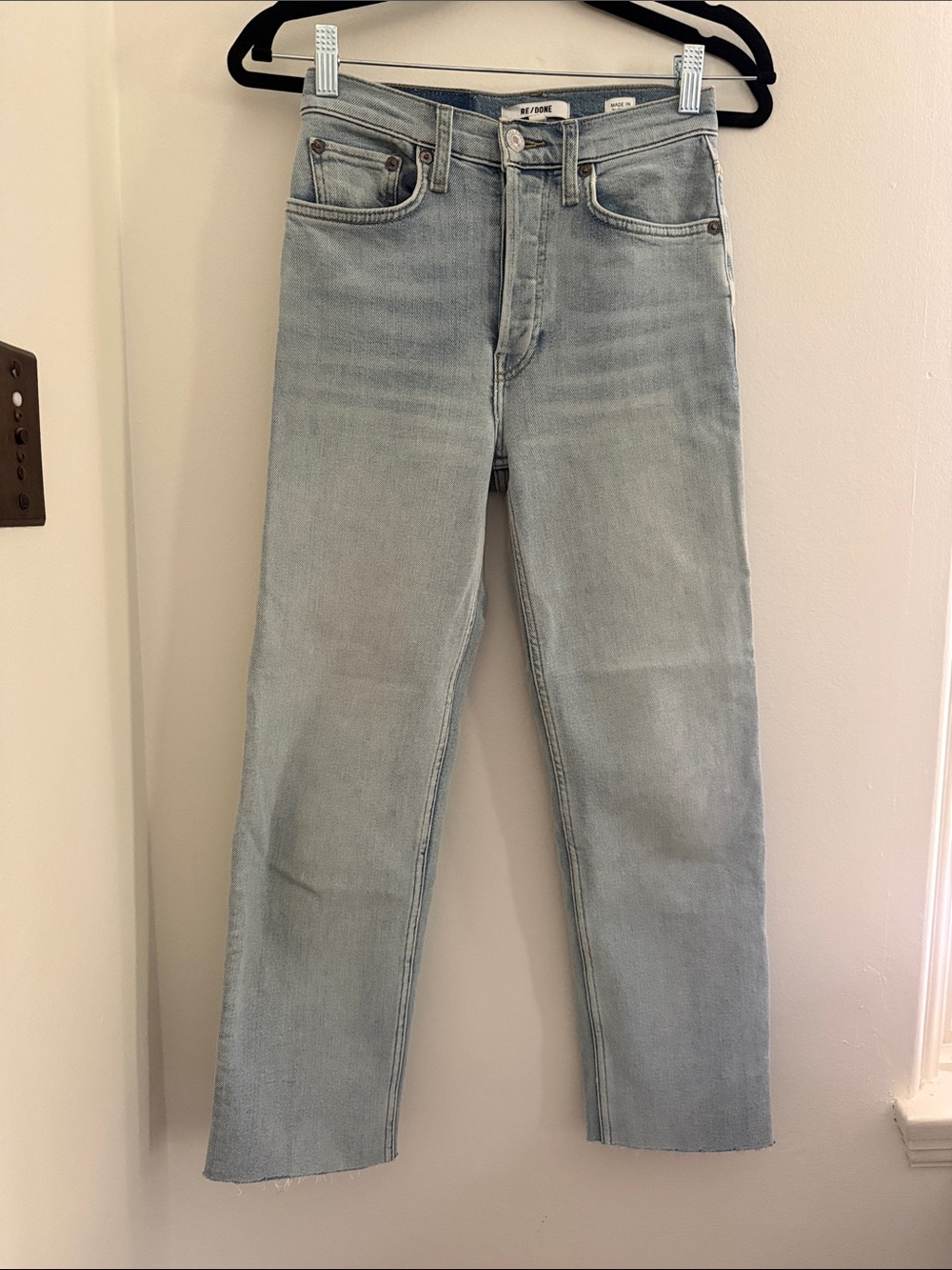 Re/Done Light Blue Straight Women's 70s Stove Pipe Jeans
